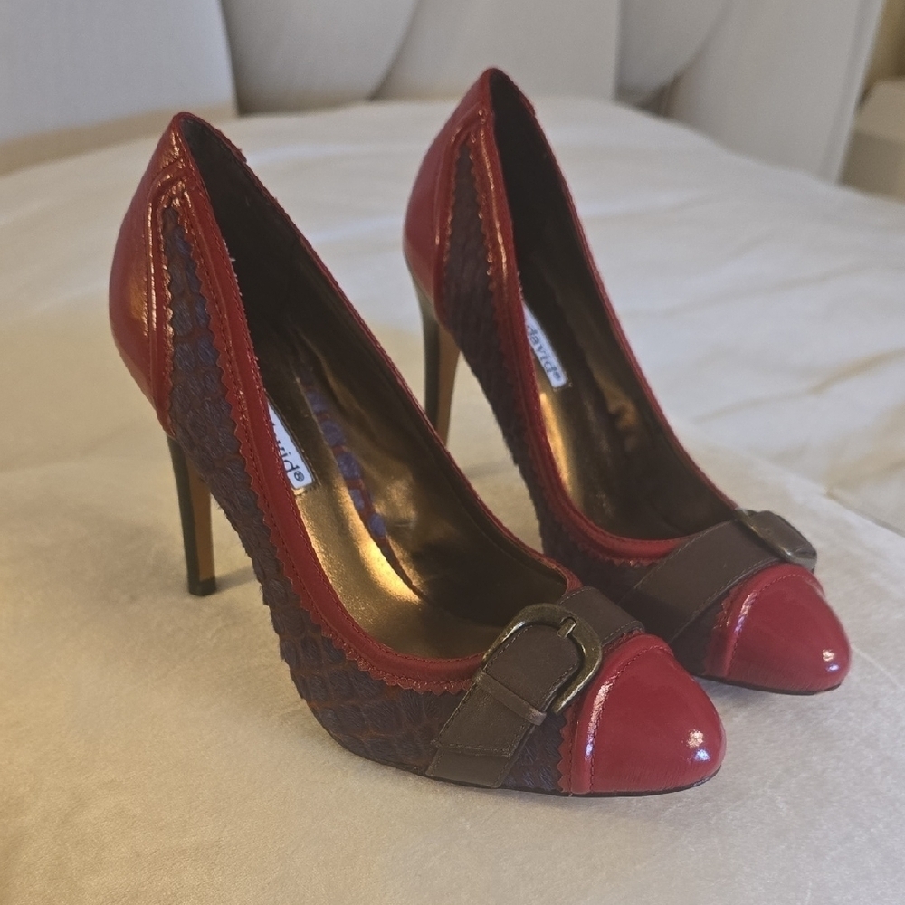 Charles David Red and Purple Heels Elegant Design